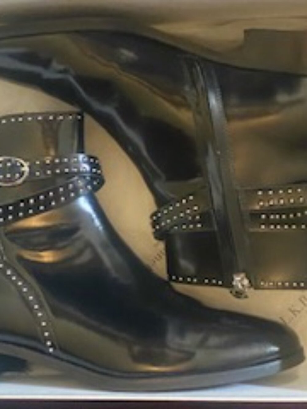 L.K. Bennett Ava Black Patent Leather Boots Sz 38.5 EU/8 US